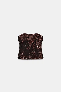 SEQUIN BANDEAU TOP