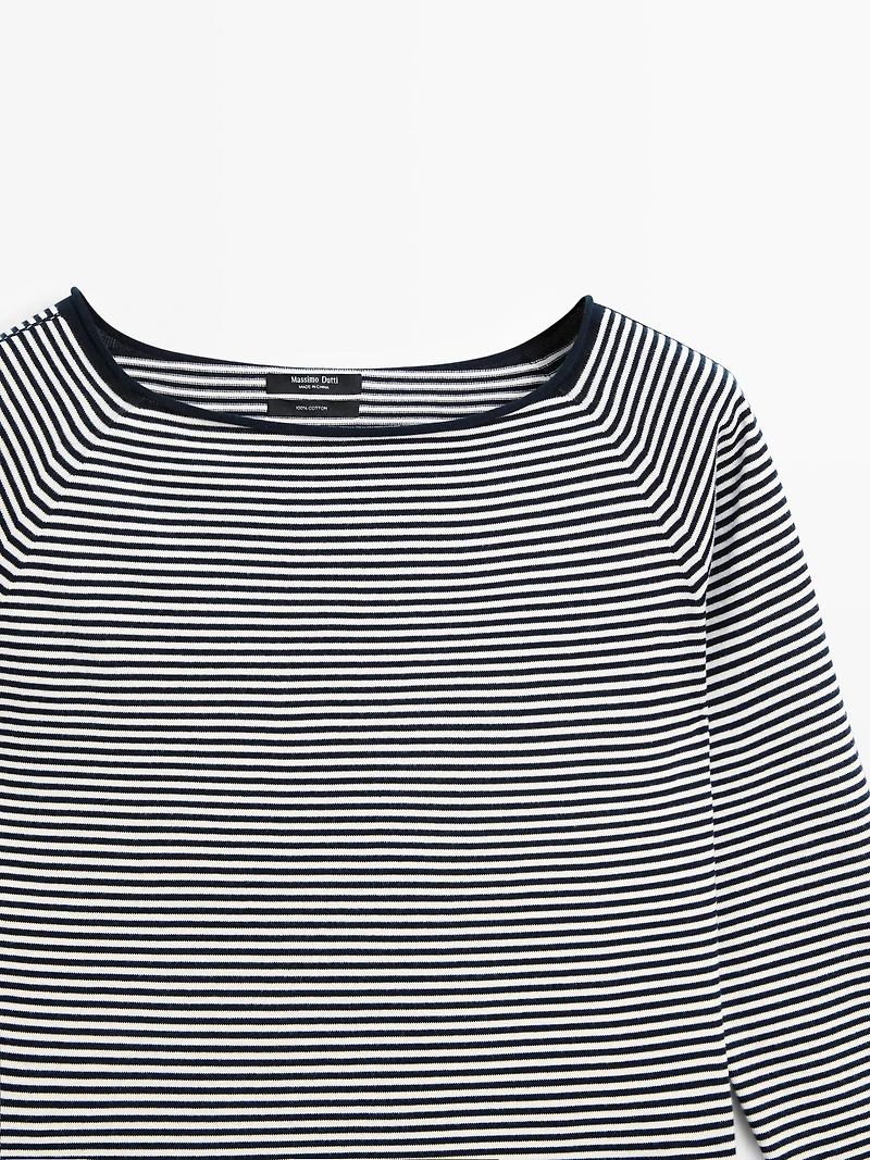 Pull en maille à rayures 100 % coton