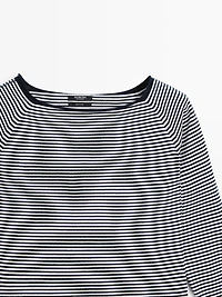 Pull en maille à rayures 100 % coton