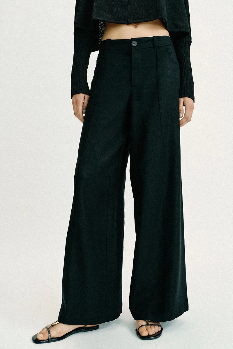 WIDE-LEG LINEN PANTS