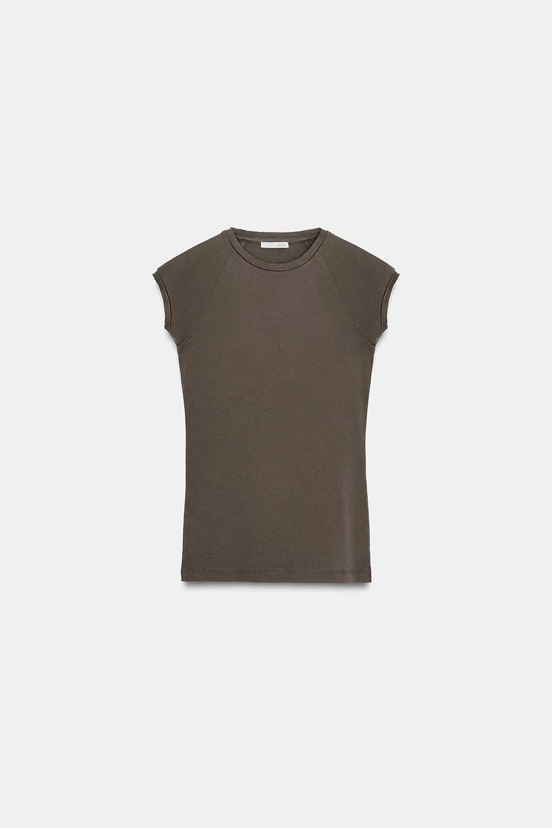 WASHED EFFECT RAGLAN SLEEVE T-SHIRT