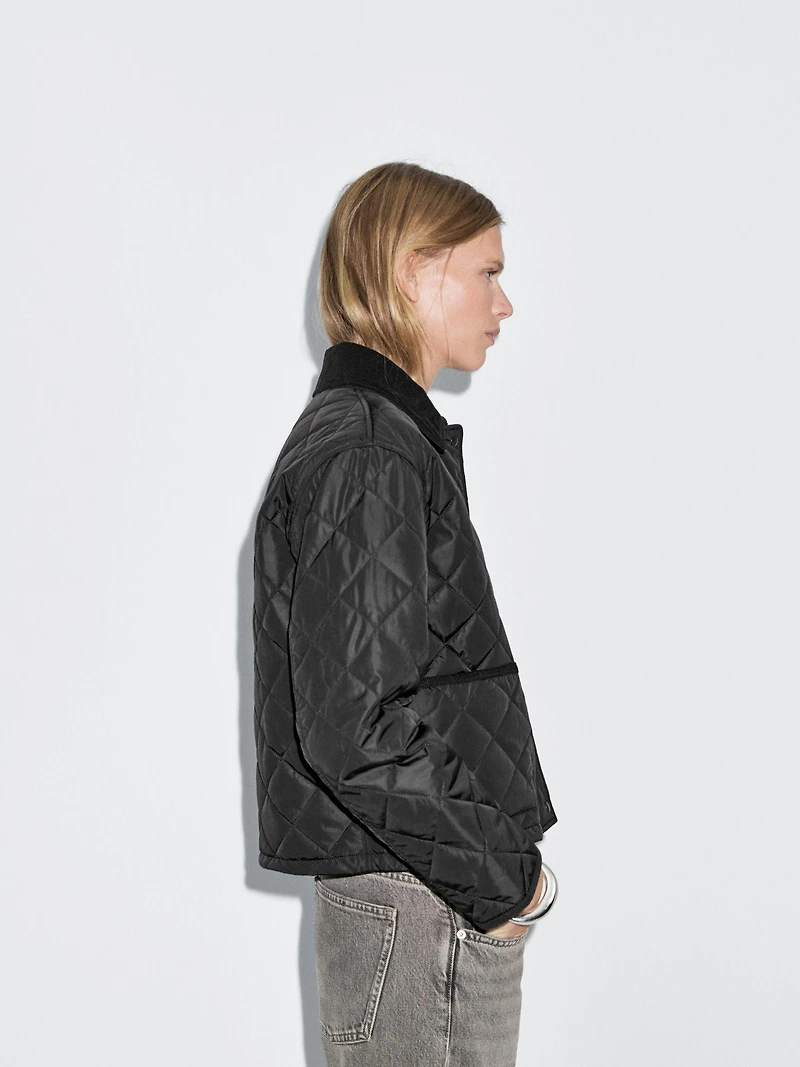 Veste matelassée courte et légère velours côtelé