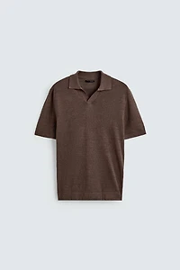 100% LINEN REGULAR FIT KNIT POLO SHIRT