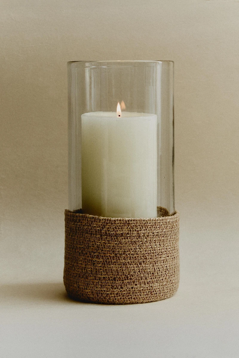 GLASS AND JUTE LANTERN