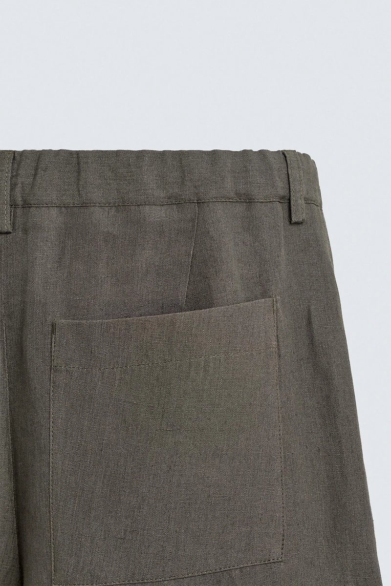 100% LINEN STRAIGHT FIT PANTS