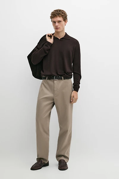 Polo collar knit sweater