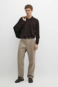 Polo collar knit sweater