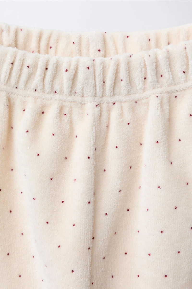 POLKA DOT VELVET BAGGY PANTS