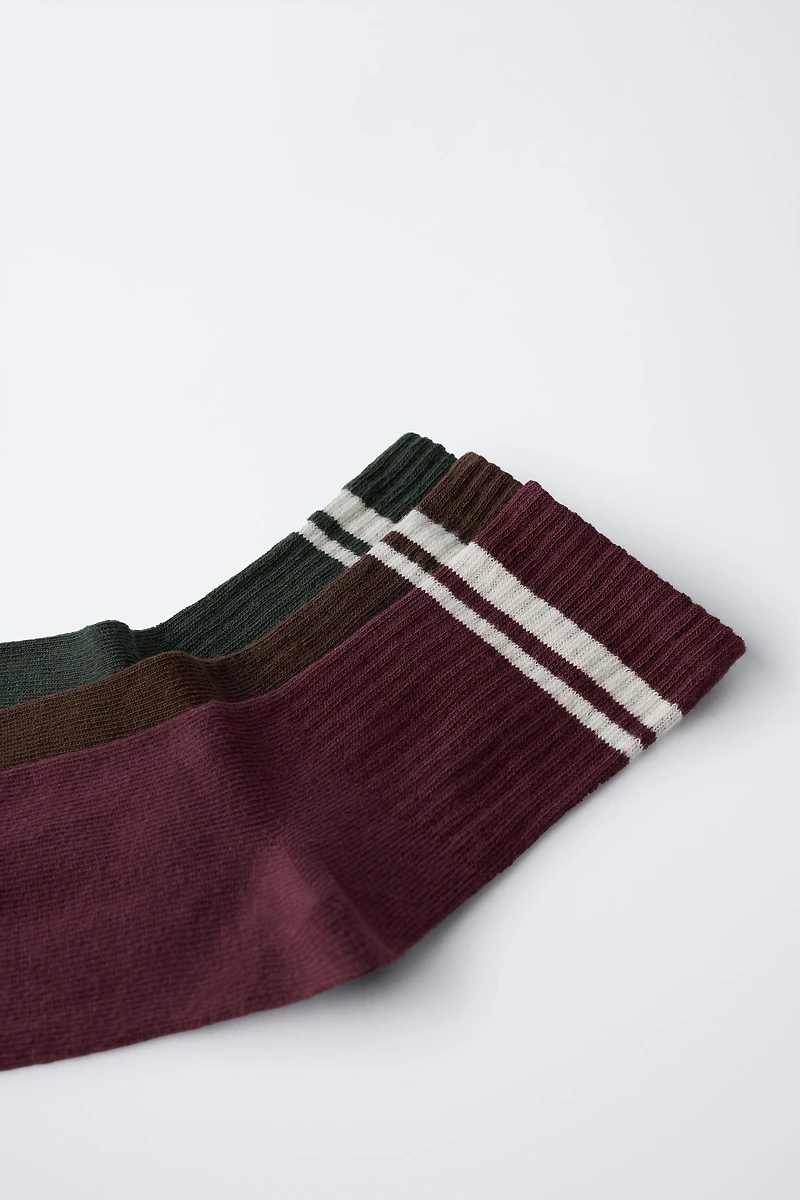 LOT DE TROIS CHAUSSETTES LONGUES À BANDES