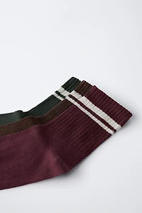 LOT DE TROIS CHAUSSETTES LONGUES À BANDES
