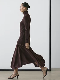 Wool blend knit dress with contrast detail