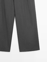 Pinstripe cool wool blend suit trousers