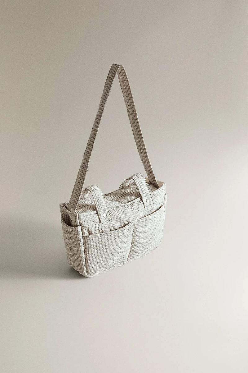 GINGHAM CHECK CLOTH DIAPER BAG