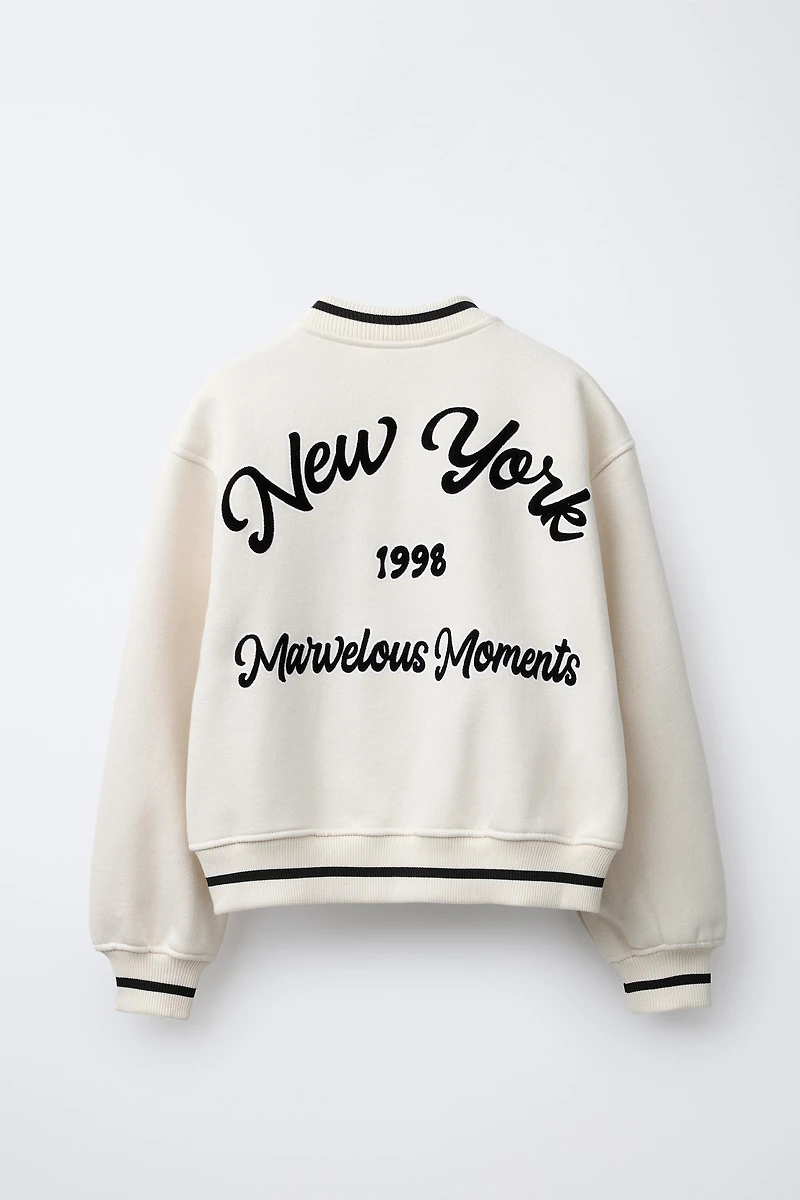BLOUSON BOMBER MOLLETON INSCRIPTION BRODÉE