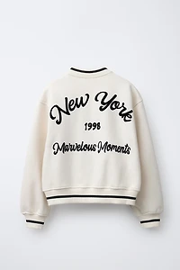 BLOUSON BOMBER MOLLETON INSCRIPTION BRODÉE