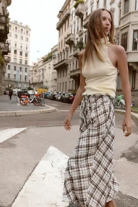 PLAID MIDI SKIRT