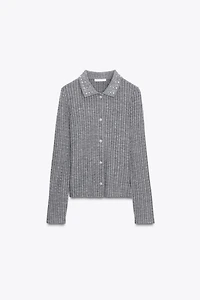 JEWEL NECK CROPPED CARDIGAN