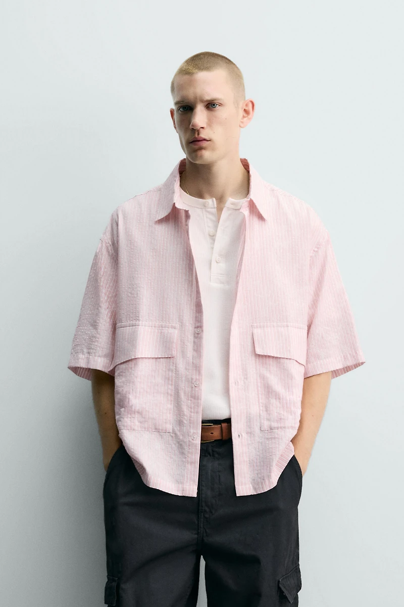 STRIPED TEXTURED JACQUARD SHIRT