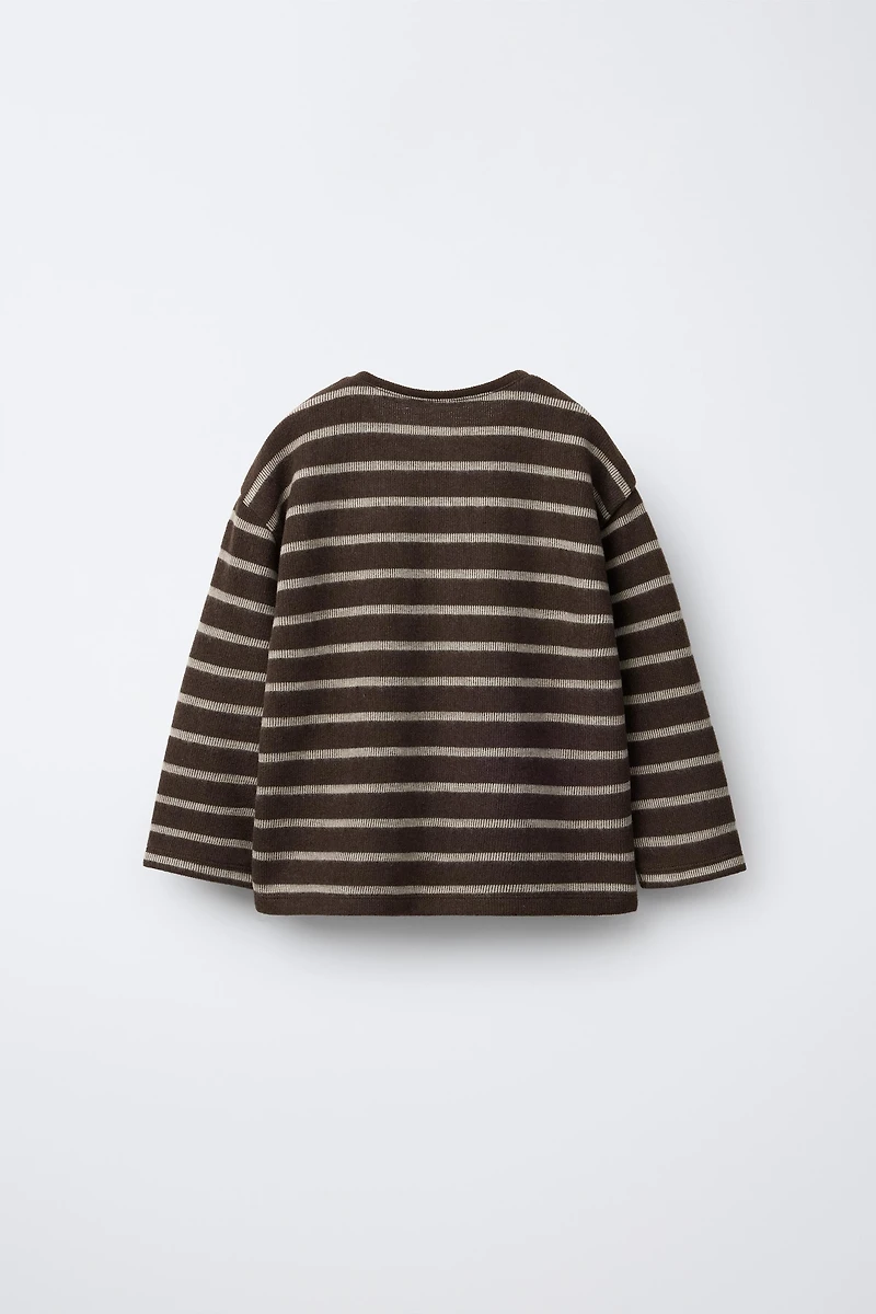 SOFT TOUCH STRIPED T-SHIRT WITH TERRY BUNNY PATCH