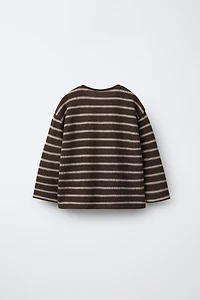 SOFT TOUCH STRIPED T-SHIRT WITH TERRY BUNNY PATCH