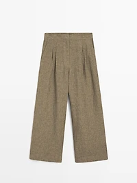 Pantalon large à pinces 100 % lin