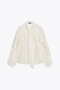 RUFFLED BOW BLOUSE