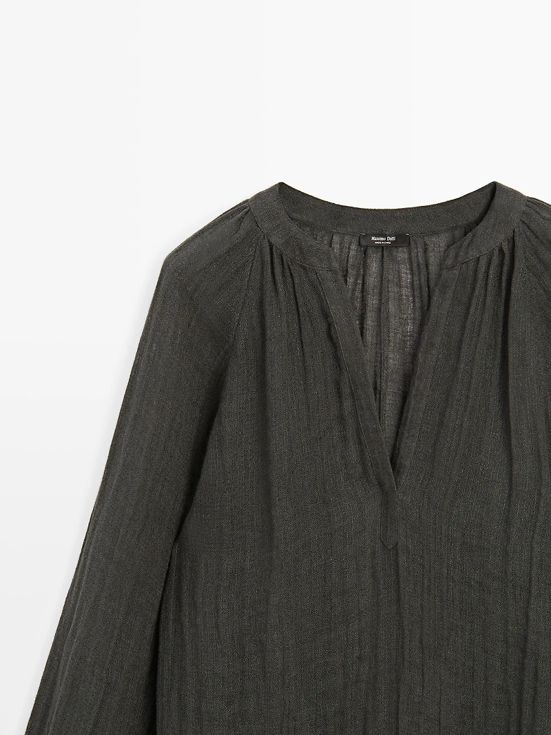 Flowing 100% linen long oversize blouse