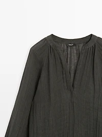 Flowing 100% linen long oversize blouse