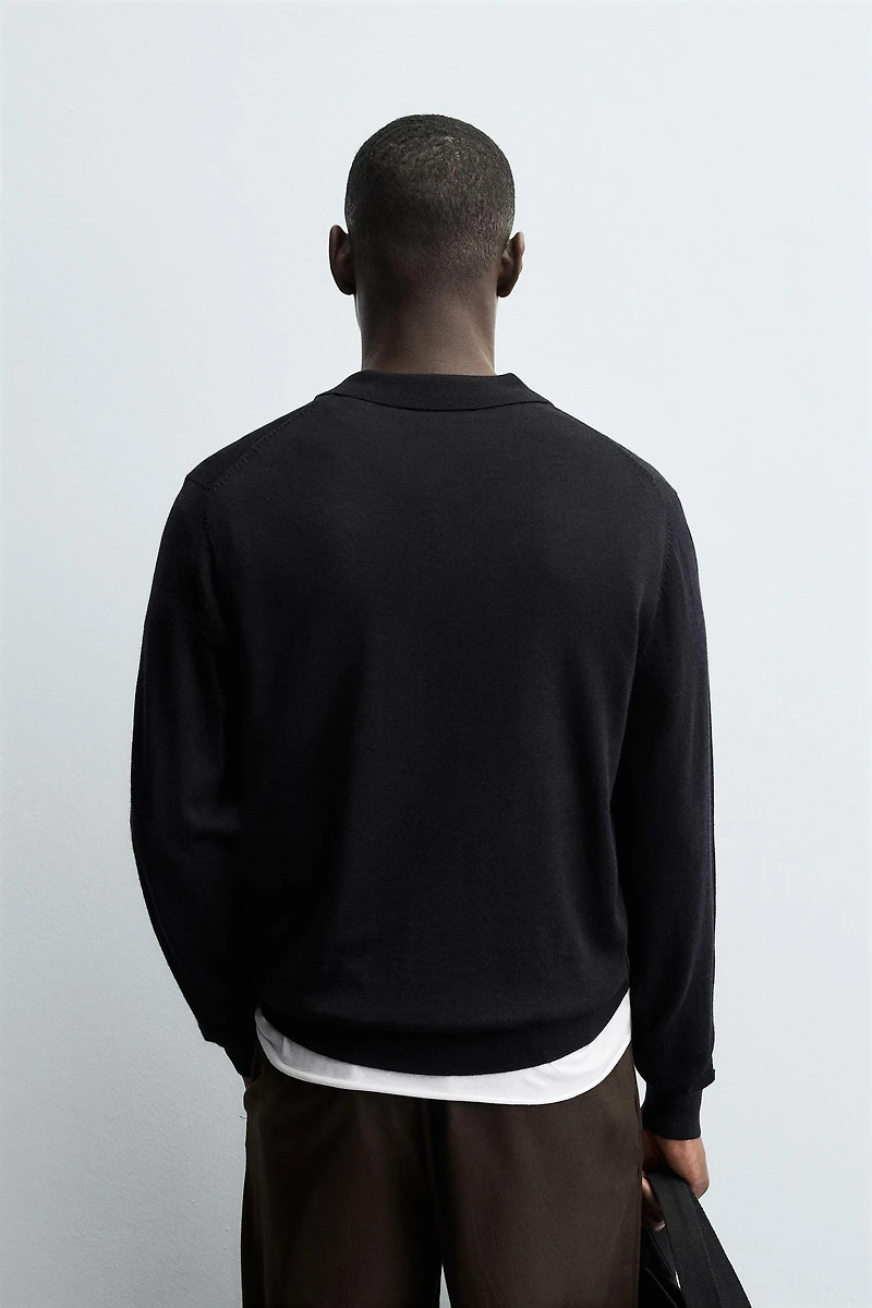 100% WOOL KNIT POLO SHIRT