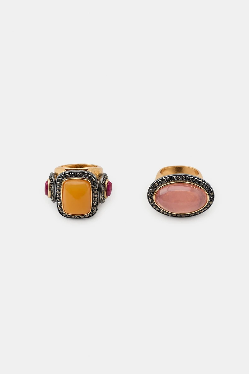 2-PACK OF SHINY STONE RINGS