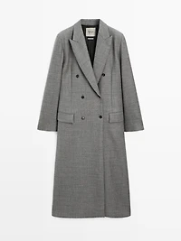 Long 100% wool coat with notch lapel - LIMITED