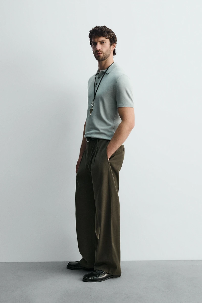 VISCOSE BLEND KNIT POLO SHIRT