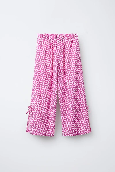 PRINTED STRAIGHT-LEG LINEN PANTS