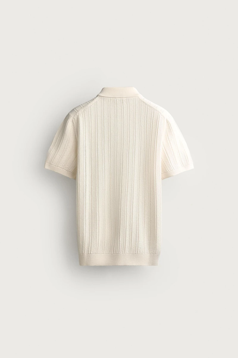 POLO EN MAILLE STRUCTURÉE AJOURÉE