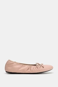 LEATHER RUCHED BALLET FLATS