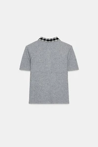 CONTRAST COMBINATION POLO TOP