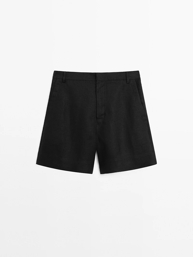100% linen short Bermuda shorts