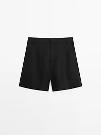 100% linen short Bermuda shorts