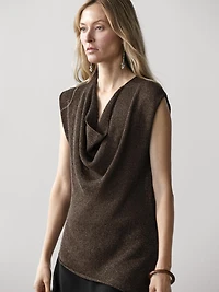 Asymmetric cowl neck top