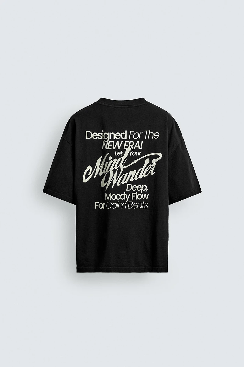 SHORT SLEEVE TEXT PRINT SWEATSHIRT