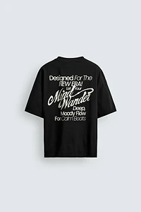 SHORT SLEEVE TEXT PRINT SWEATSHIRT