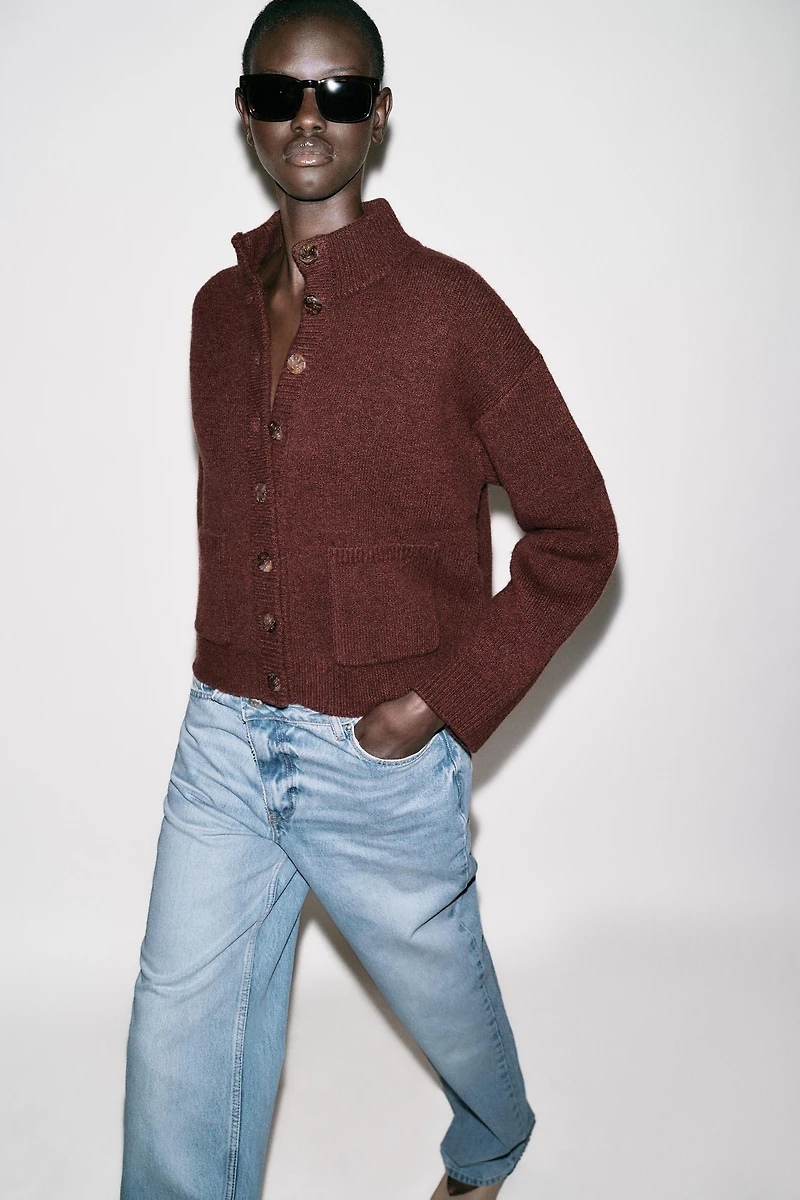 HIGH COLLAR CARDIGAN