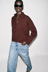 HIGH COLLAR CARDIGAN