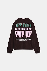 WASHED CONTRAST TEXT T-SHIRT