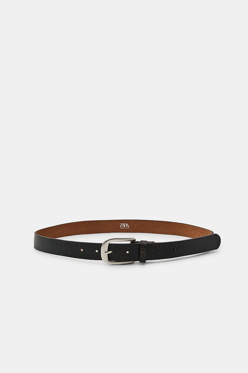 CRACKLED EFFECT 100% LEATHER BELT