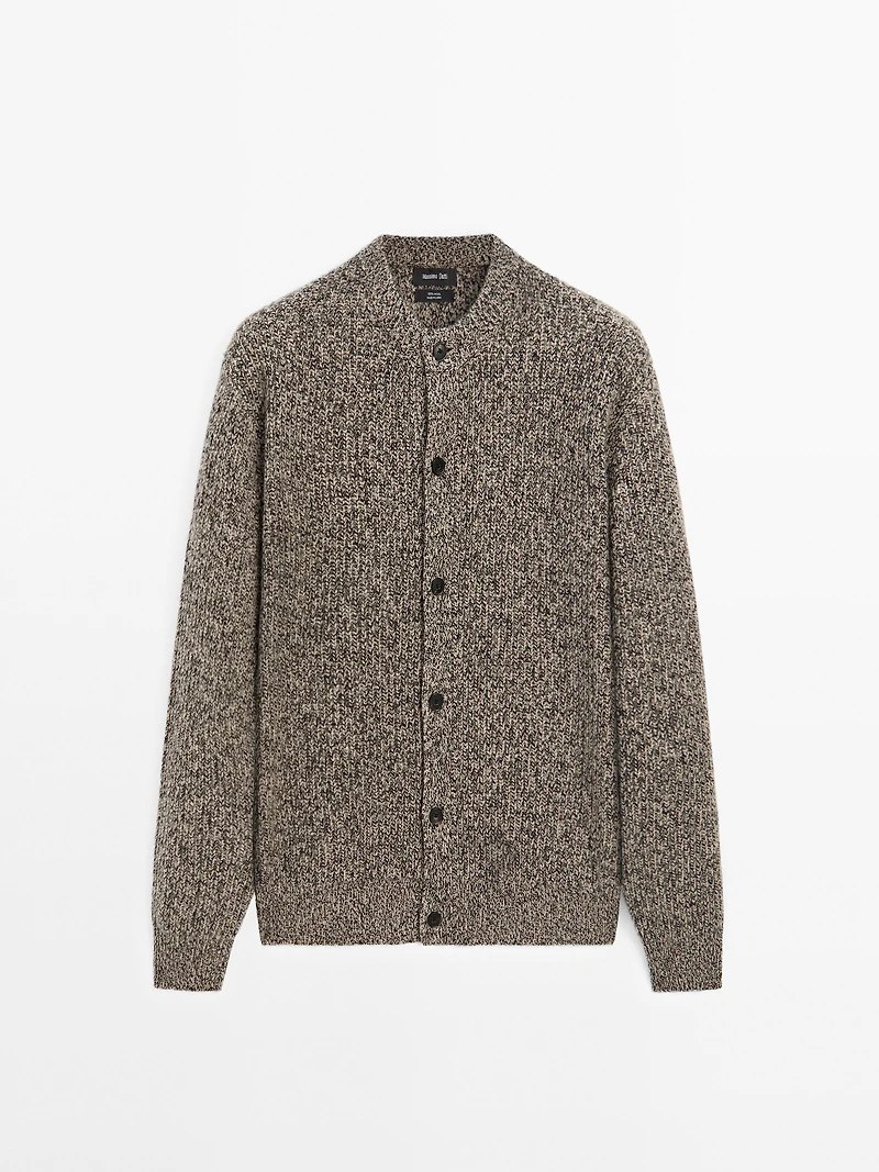 Cardigan en maille chinée 100 % laine