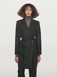 Long striped wool blend blazer