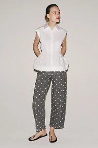 ZW COLLECTION MID-RISE POLKA DOT ANKLE RELAXED JEANS