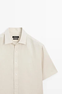 Regular fit 100% linen short sleeve shirt