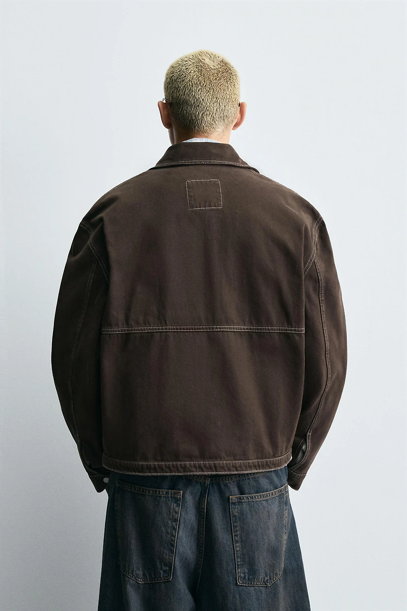 WASHED JACKET WITH CONTRAST STITCHING